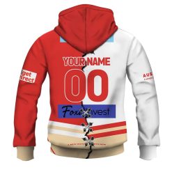 Alternative view of NRL Dolphins Custom Name Number 2023 Mix Jersey V2 Zip Up Hoodie