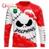 NRL Dolphins Custom Name Number Halloween Style Sweatshirt