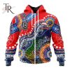 NRL Dolphins Custom Name Number Indigenous Zip Up Hoodie