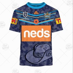 NRL Gold Coast Titans Custom Name Number 2020 ANZAC Day Jersey T-Shirt