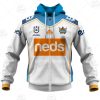 NRL Gold Coast Titans Custom Name Number 2021 Away Jersey Zip Up Hoodie