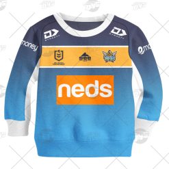 NRL Gold Coast Titans Custom Name Number 2021 Home Jersey Kids Sweatshirt