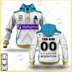 NRL Gold Coast Titans Custom Name Number 2022 Away Jersey Pullover Hoodie