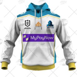 Alternative view of NRL Gold Coast Titans Custom Name Number 2022 Away Jersey Pullover Hoodie