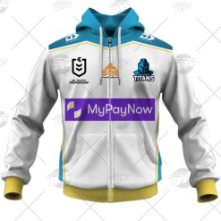 NRL Gold Coast Titans Custom Name Number 2022 Away Jersey Zip Up Hoodie