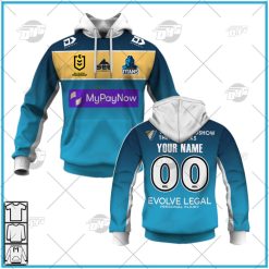 NRL Gold Coast Titans Custom Name Number 2022 Home Jersey Pullover Hoodie
