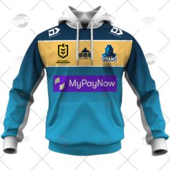 Alternative view of NRL Gold Coast Titans Custom Name Number 2022 Home Jersey Pullover Hoodie