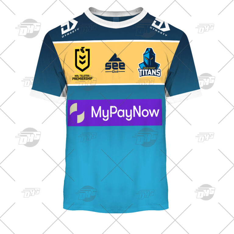 NRL Gold Coast Titans Custom Name Number 2022 Home Jersey T-Shirt