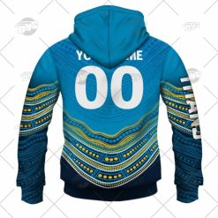 Alternative view of NRL Gold Coast Titans Custom Name Number 2022 Indigenous Fishing Jersey Zip Up Hoodie
