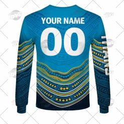 Alternative view of NRL Gold Coast Titans Custom Name Number 2022 Indigenous Fishing Jersey Sweatshirt