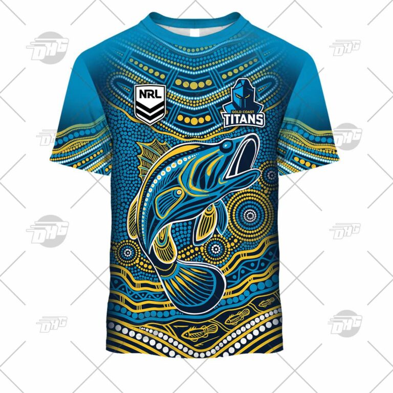 NRL Gold Coast Titans Custom Name Number 2022 Indigenous Fishing Jersey T-Shirt