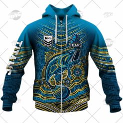 NRL Gold Coast Titans Custom Name Number 2022 Indigenous Fishing Jersey Zip Up Hoodie