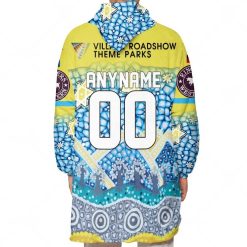 Alternative view of NRL Gold Coast Titans Custom Name Number 2023 Indigenous Jersey Fleece Oodie