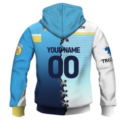 Alternative view of NRL Gold Coast Titans Custom Name Number 2023 Mix Jersey V2 Zip Up Hoodie