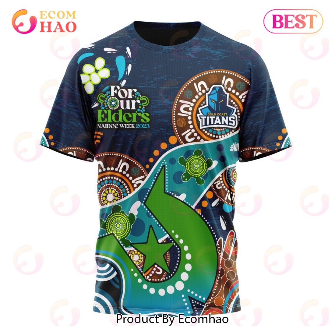 NRL Gold Coast Titans Custom Name Number Special Design NAIDOC T-Shirt