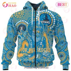 NRL Gold Coast Titans Custom Name Number Special NAIDOC Man Zip Up Hoodie