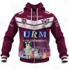 NRL Manly Warringah Sea Eagles Custom Name Number 2020 x Bluey Jersey Zip Up Hoodie