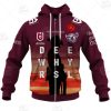 NRL Manly Warringah Sea Eagles Custom Name Number 2021 ANZAC Jersey Zip Up Hoodie