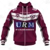 NRL Manly Warringah Sea Eagles Custom Name Number 2021 Home Jersey Zip Up Hoodie