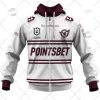 NRL Manly Warringah Sea Eagles Custom Name Number 2022 Away Jersey Zip Up Hoodie