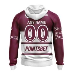 Alternative view of NRL Manly Warringah Sea Eagles Custom Name Number 2023 Alternate Jersey Pullover Hoodie