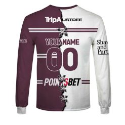 Alternative view of NRL Manly Warringah Sea Eagles Custom Name Number 2023 Mix Jersey V2 Sweatshirt