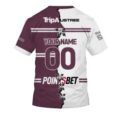 Alternative view of NRL Manly Warringah Sea Eagles Custom Name Number 2023 Mix Jersey V2 T-Shirt
