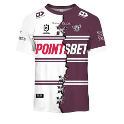NRL Manly Warringah Sea Eagles Custom Name Number 2023 Mix Jersey V2 T-Shirt