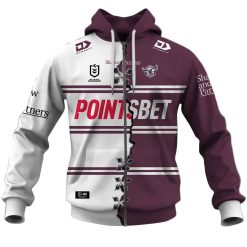 NRL Manly Warringah Sea Eagles Custom Name Number 2023 Mix Jersey V2 Zip Up Hoodie
