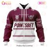 NRL Manly Warringah Sea Eagles Custom Name Number 2023 Warm Up Jersey Zip Up Hoodie