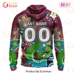 Alternative view of NRL Manly Warringah Sea Eagles Custom Name Number Special Design NAIDOC Zip Up Hoodie