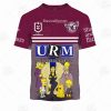 NRL Manly Warringah Sea Eagles Custom Name Number x The Simpsons Halloween 2020 Jersey Kids T-Shirt