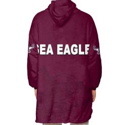 Alternative view of NRL Manly Warringah Sea Eagles Custom Text Vintage Retro Fleece Oodie