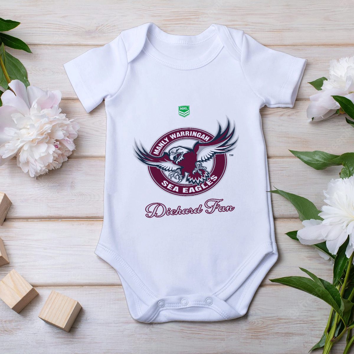NRL Manly Warringah Sea Eagles Diehard Fan Baby Onesie