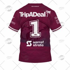 Alternative view of NRL Manly Warringah Sea Eagles Tom Trbojevic #1 MVPs 2021 T-Shirt