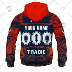Alternative view of NRL Melbourne Storm Custom Name Number 2022 Captain’s Run Training Jersey Zip Up Hoodie V2