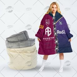 NRL Melbourne Storm Custom Name Number 2022 Half Jersey Fleece Oodie V2