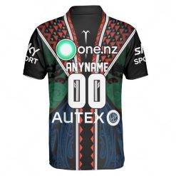 Alternative view of NRL New Zealand Warriors Custom Name Number 2023 Indigenous Jersey Polo Shirt