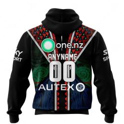 Alternative view of NRL New Zealand Warriors Custom Name Number 2023 Indigenous Jersey Pullover Hoodie