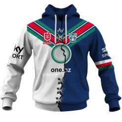 Alternative view of NRL New Zealand Warriors Custom Name Number 2023 Mix Jersey V2 Pullover Hoodie
