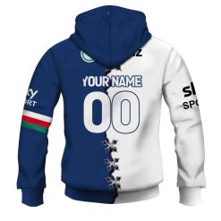 Alternative view of NRL New Zealand Warriors Custom Name Number 2023 Mix Jersey V2 Zip Up Hoodie