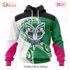 NRL New Zealand Warriors Custom Name Number Fight Cancer Pullover Hoodie