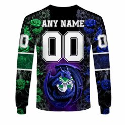 Alternative view of NRL New Zealand Warriors Custom Name Number Rose Dragon Sweatshirt