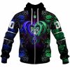 NRL New Zealand Warriors Custom Name Number Rose Dragon Zip Up Hoodie