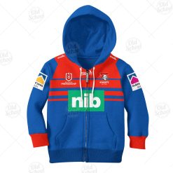 NRL Newcastle Knights Custom Name Number 2020 Home Jersey Kids Zip Up Hoodie