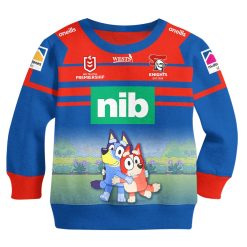NRL Newcastle Knights Custom Name Number 2020 x Bluey Jersey Kids Sweatshirt