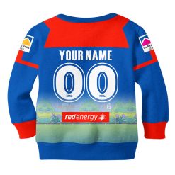 Alternative view of NRL Newcastle Knights Custom Name Number 2020 x Bluey Jersey Kids Sweatshirt