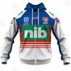 NRL Newcastle Knights Custom Name Number 2021 Away Jersey Zip Up Hoodie