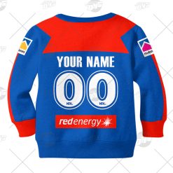 Alternative view of NRL Newcastle Knights Custom Name Number 2021 Home Jersey Kids Sweatshirt
