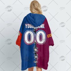 Alternative view of NRL Newcastle Knights Custom Name Number 2022 Half Jersey Fleece Oodie V2